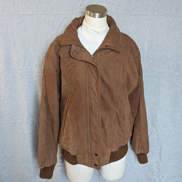 Vintage D'Linea Brown Suede Bomber Jacket - Picture 3 of 6